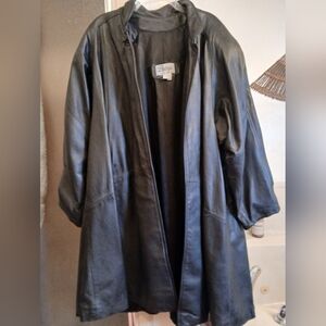 BATYA Leather Black Leather Coat. VINTAGE. ‎  Sz.XL